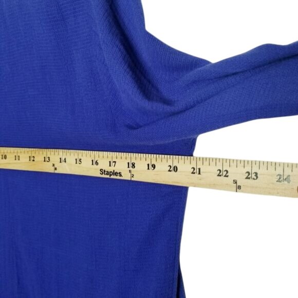 Soft Surroundings Womens Blue Tunic Embroidered Floral Hem 3/4 Sleeves Boho M - Picture 8 of 10